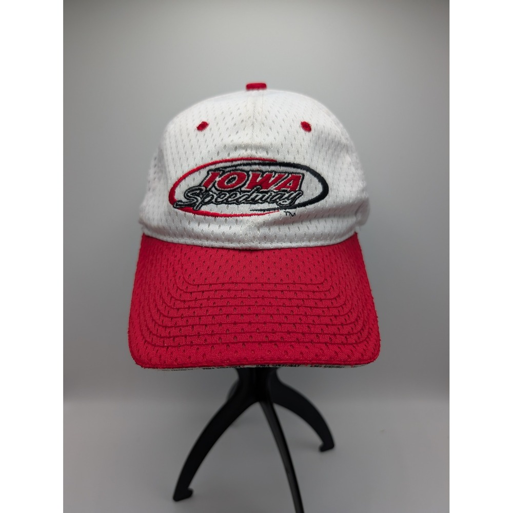 Iowa Speedway Racing Hat Headliner White Red Mesh Adjustable Baseball Cap Mens